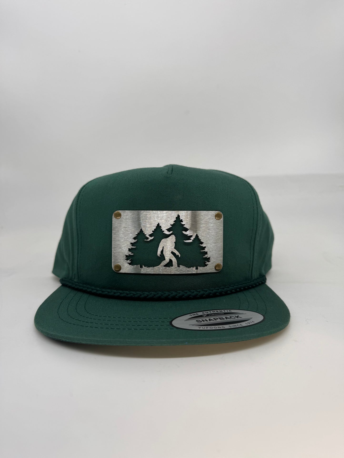 Sasquatch badge, Classic green rope hat.