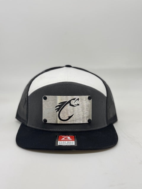 FISH HOOK Metal badge, Richardson 7 panel heather grey/white.
