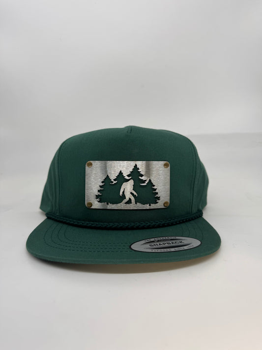 Sasquatch badge, Classic green rope hat.