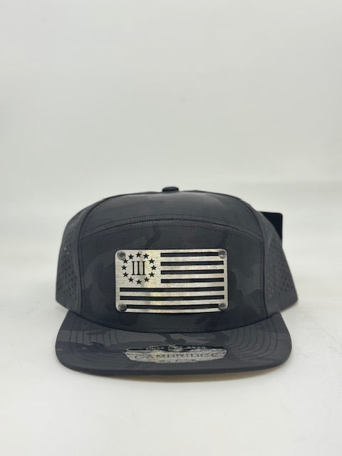 OG 13 Colonies badge, 7 panel dark camo hat.